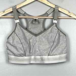 Bravado gray racerback adjustable strap nursing pumping bra, medium.